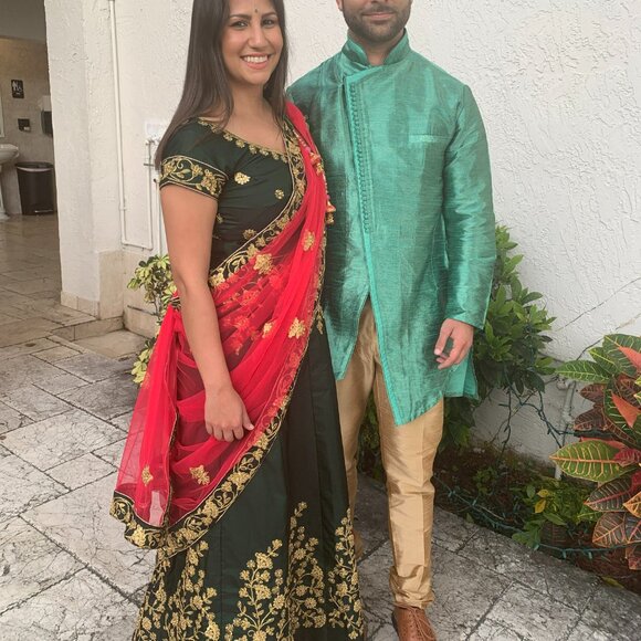 Green Men's Sherwani Set - Picture 7 of 8